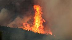 Medios aéreos y de tierra de Castilla y León colaboran en la extinción del incendio forestal declarado en Las Hurdes y la Sierra de Gata(Cáceres), muy cerca de la provincia de Salamanca