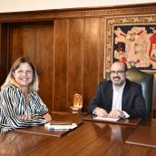 El alcalde de Ponferrada, Marco Morala, en una reunión con Yasodhara López, directora de CIUDEN.