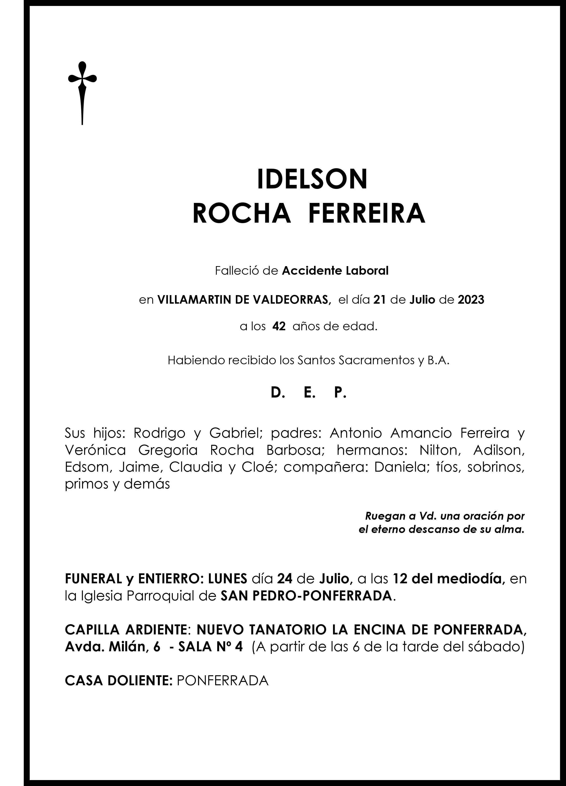 IDELSON ROCHA FERREIRA IDELSON ROCHA FERREIRA