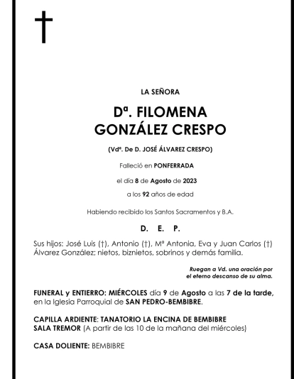 FILOMENA GONZALEZ CRESPO 