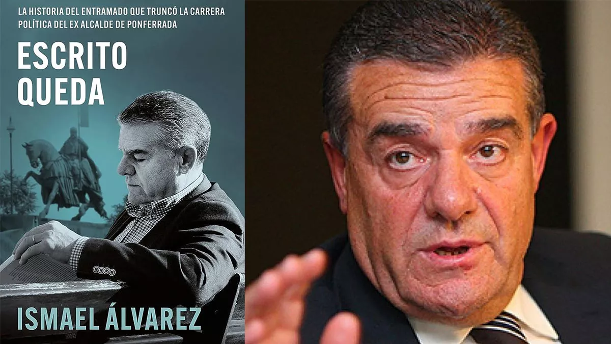 Ismael Álvarez y la portada de su libro 'Escrito queda'