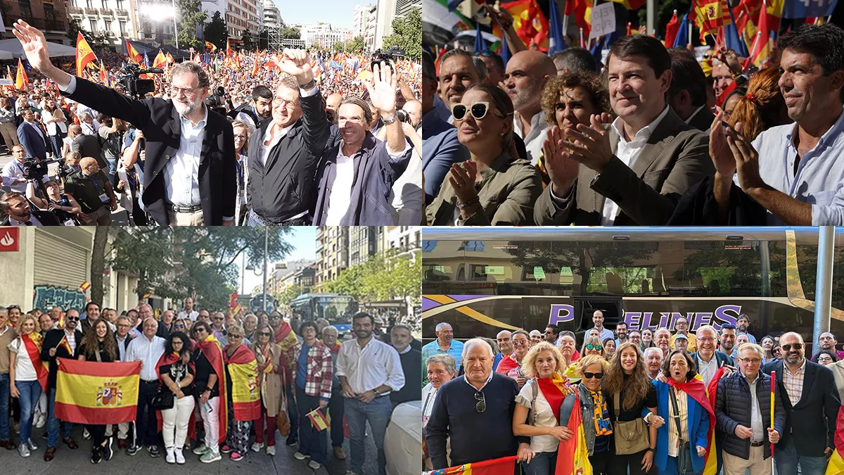 Amplia representación del PP del Bierzo y de León en la manifestación contra la amnistía que los 'populares' cifran en 45.000 asistentes