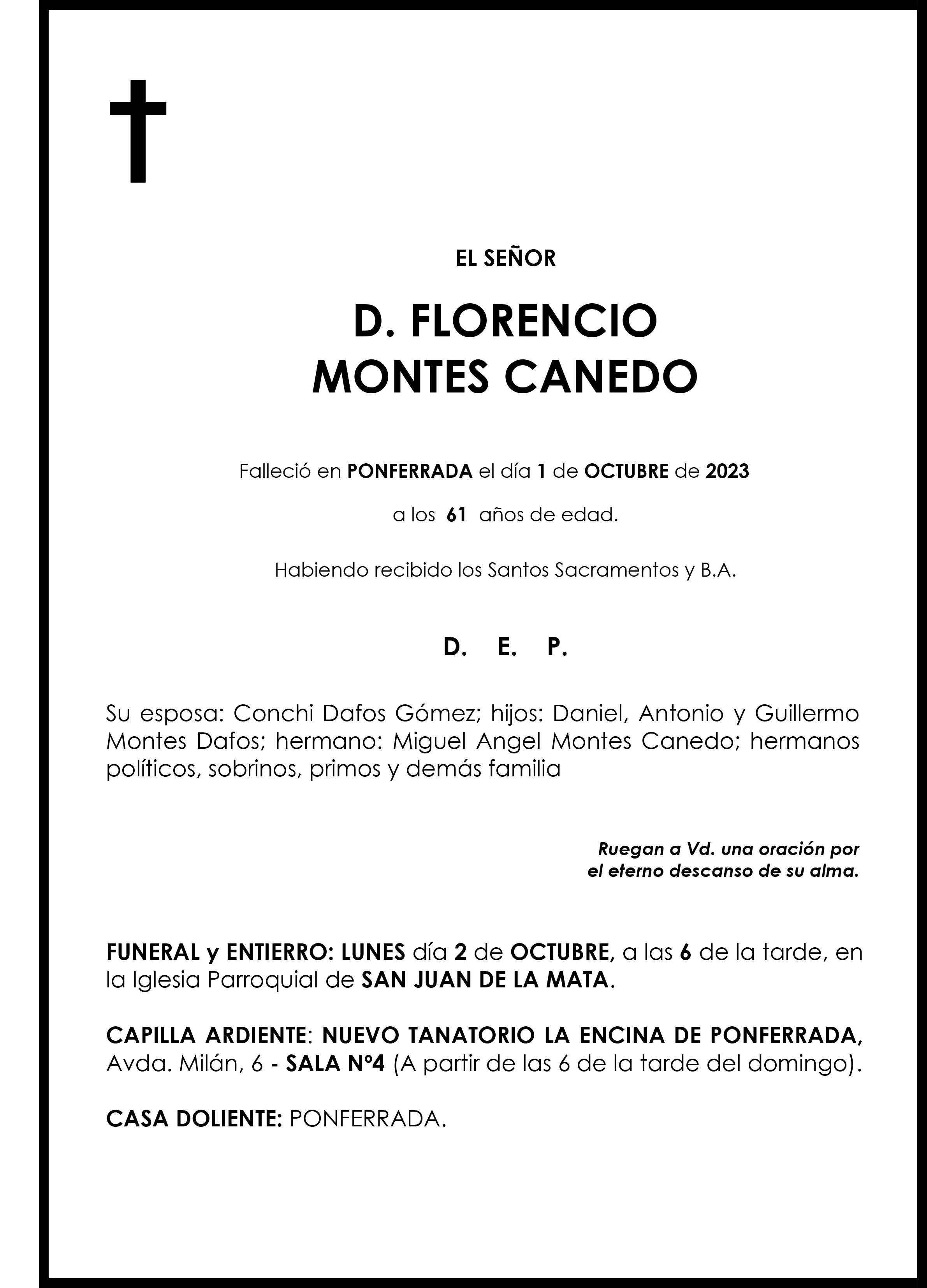 FLORENCIO MONTES CANEDO