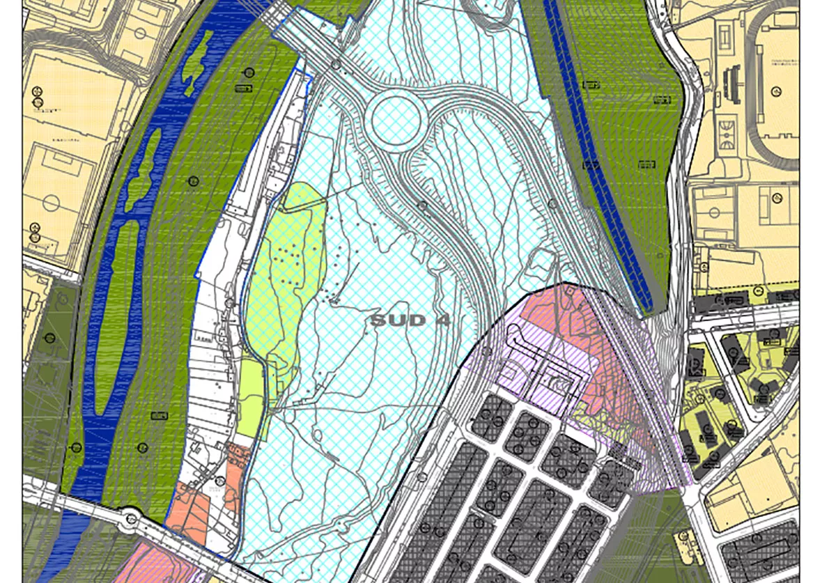 Mapa del 'Plan Parcial del sector SUD-4' del Barrio de Los Judíos de Ponferrada 