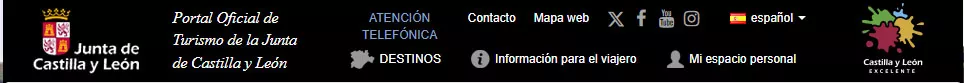 Captura de pantalla de la web de Turismo Castilla y León Captura de pantalla de la web de Turismo Castilla y León