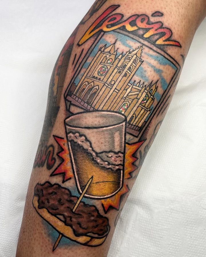 Tatuaje de Victor Colado con temática leonesa
