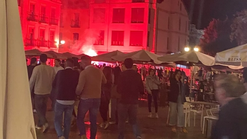 Aficionados del Deportivo antes del encuentro frente a la Ponferradina.