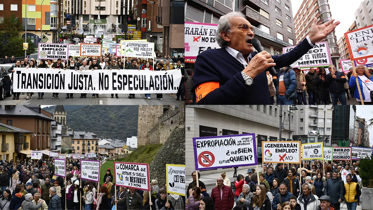 Manifestación contra la tramitación de macroparques eólicos y solares en El Bierzo