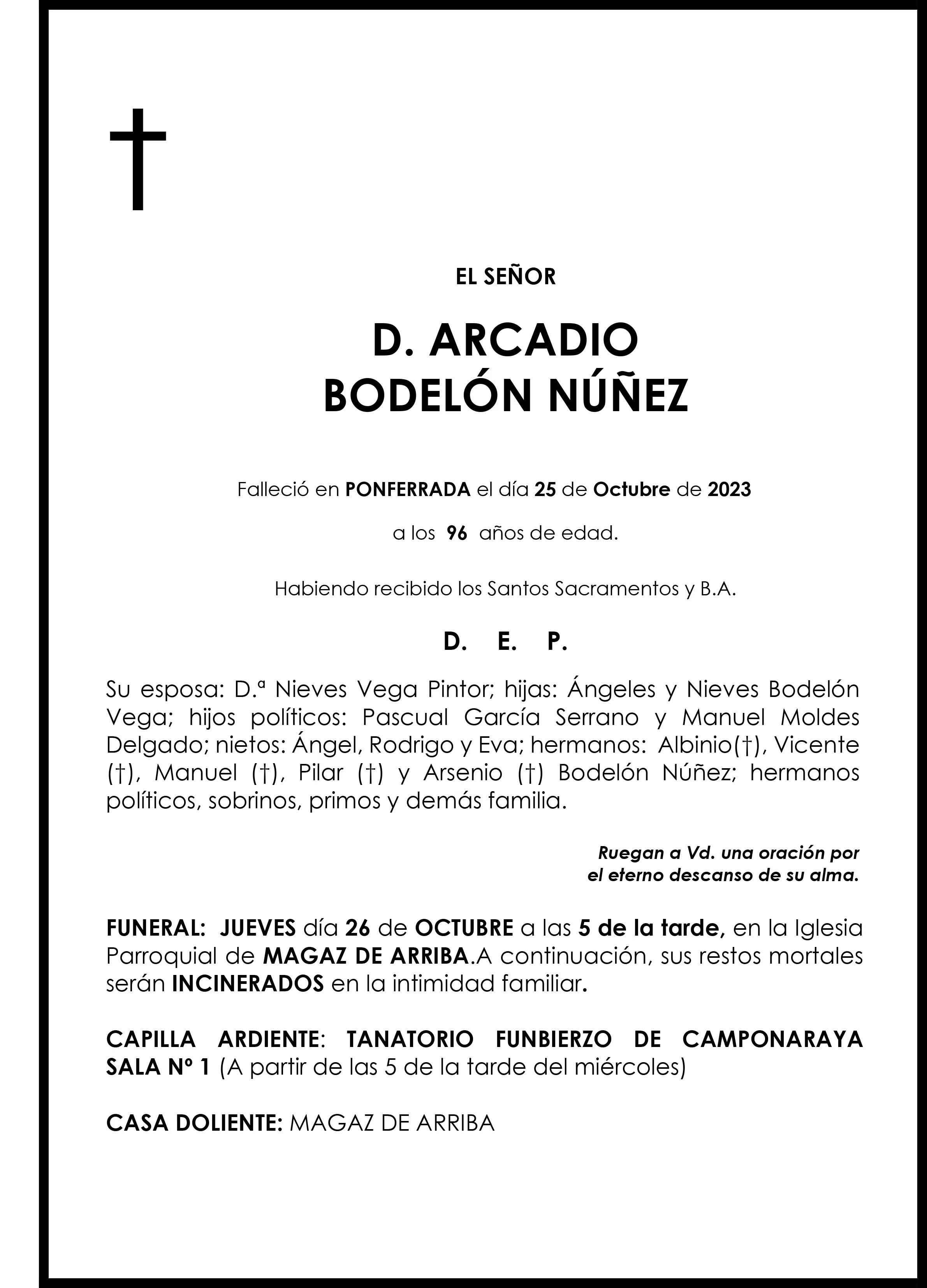 ARCADIO BODELON NUÑEZ