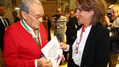 César Sánchez / ICAL . La ministra de Transición Ecológica en funciones, Teresa Ribera, junto al empresario y presidente de la fundación 'Prada a tope', José Luis Prada, durante la inauguración del evento sobre Transición Justa que se celebra en Ponferrada