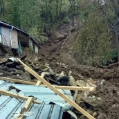 Fotos Radio Bierzo  ICAL. Corrimiento de tierra en la localidad de Lusío, perteneciente al municipio de Oencia, que se ha llevado seis casas