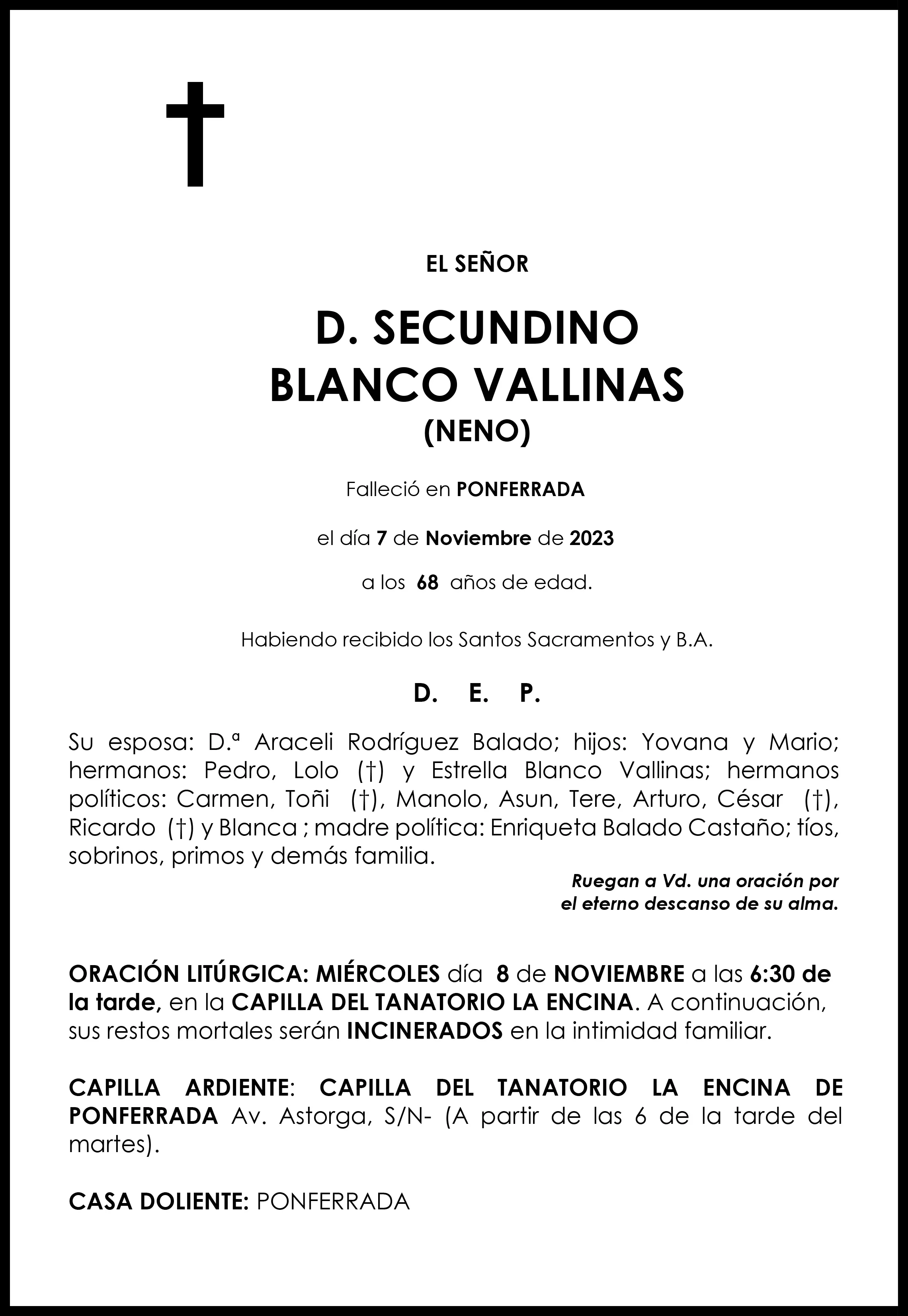 SECUNDINO BLANCO VALLINAS
