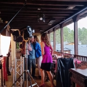 Momento del rodaje de la película 'Camino Negro' en el Palacio de Canedo