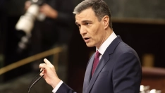 El presidente del Gobierno en funciones, Pedro Sánchez, durante su intervención en el debate de Investidura (2)