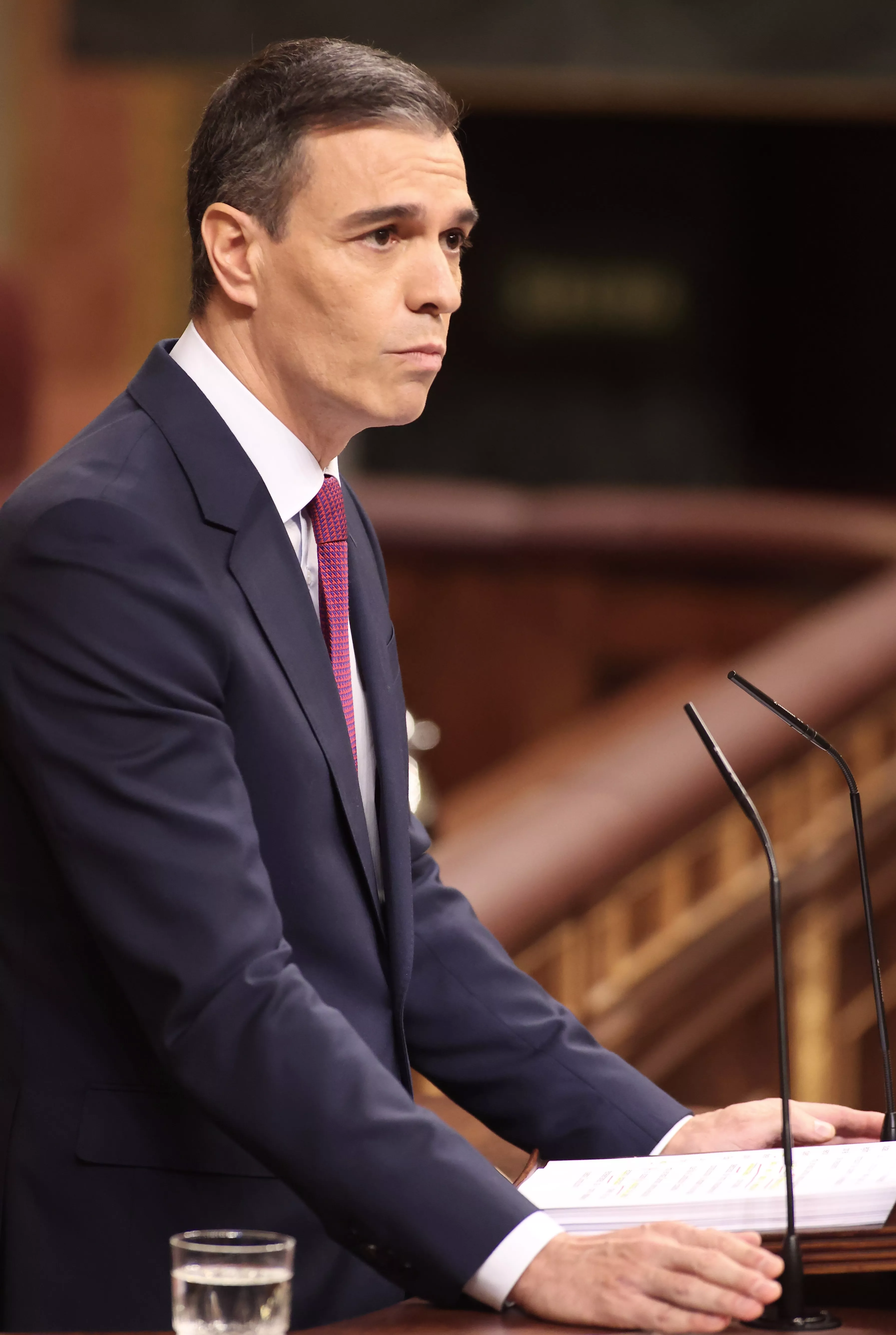 El presidente del Gobierno en funciones, Pedro Sánchez, durante su intervención en el debate de Investidura (8)