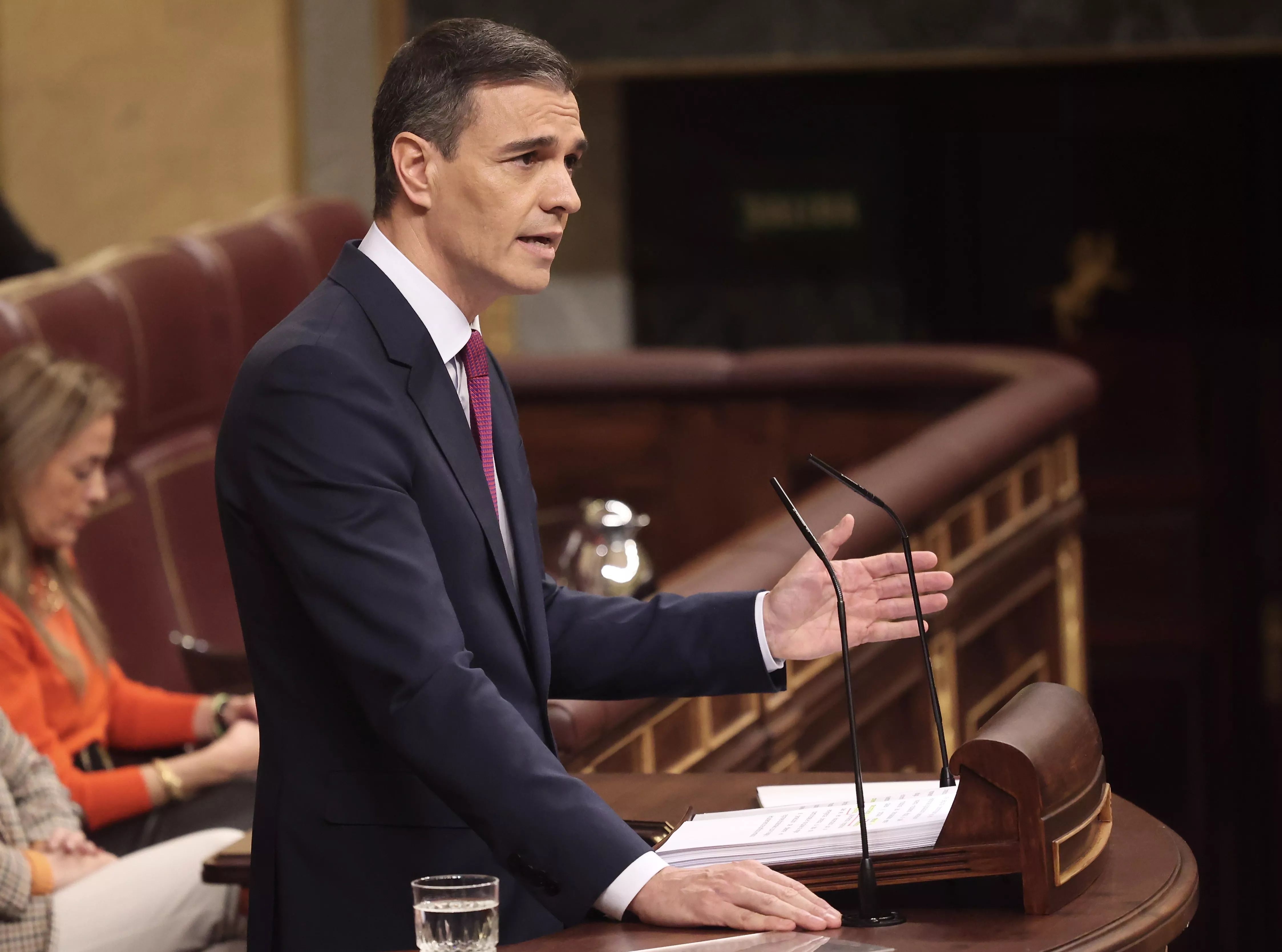 El presidente del Gobierno en funciones, Pedro Sánchez, durante su intervención en el debate de Investidura (9)