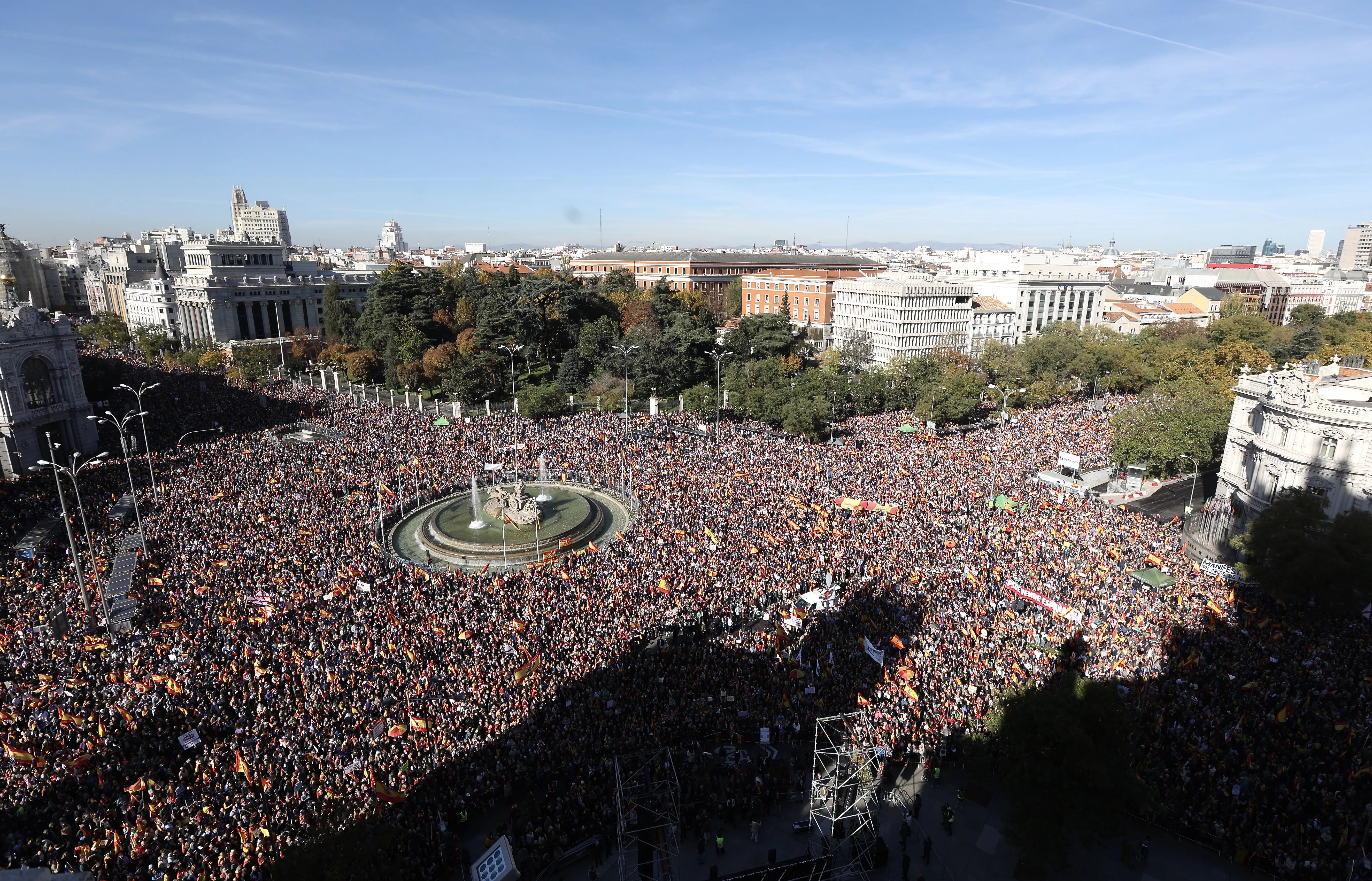 Manifestación de este sábado en Madrid, en plaza de Cibeles