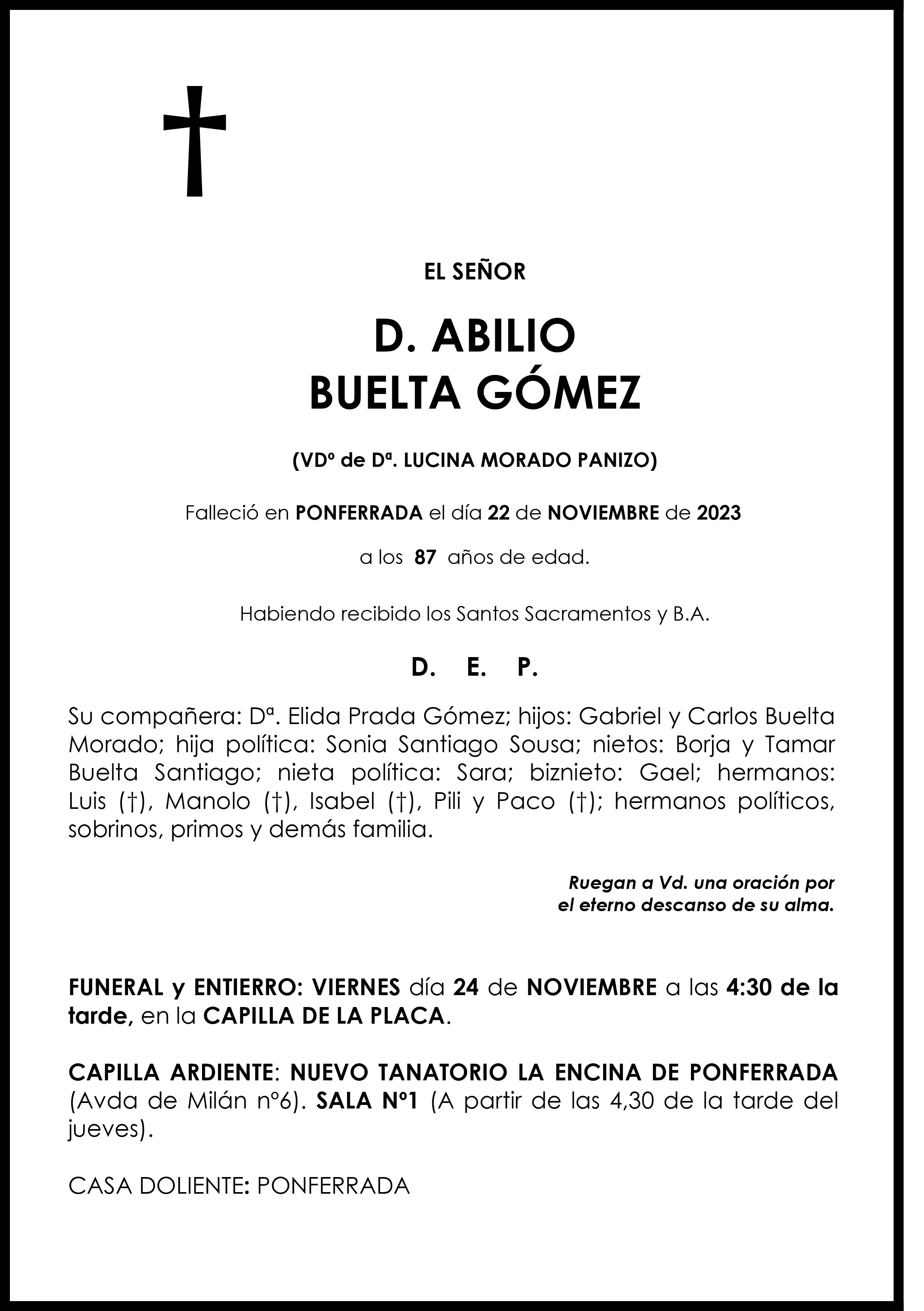 ABILIO BUELTA GOMEZ