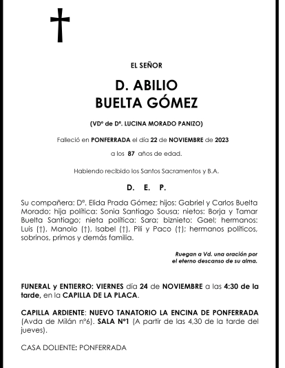 ABILIO BUELTA GOMEZ