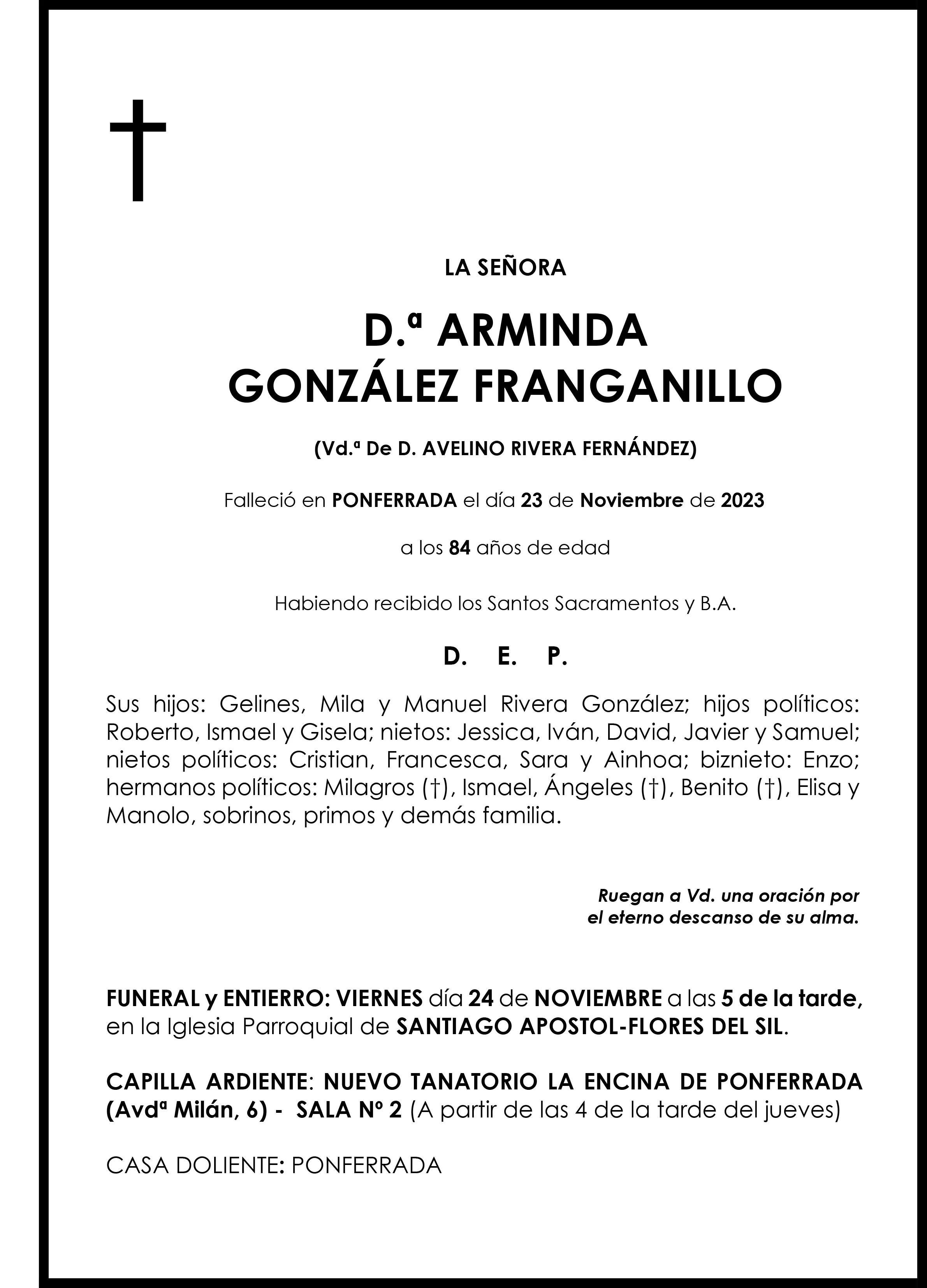 ARMINDA GONZALEZ FRANGANILLO