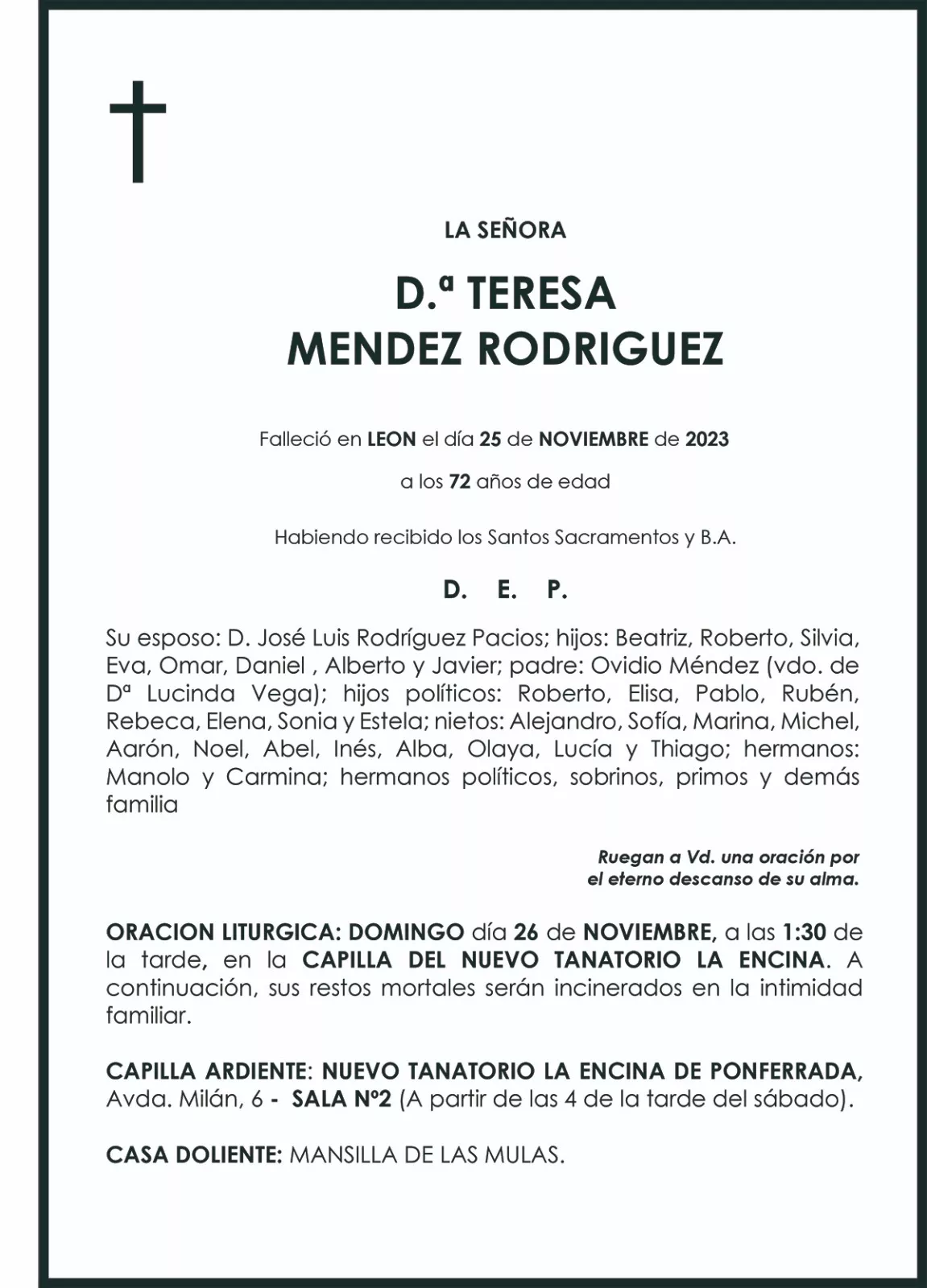 TERESA MENDEZ RODRIGUEZ 