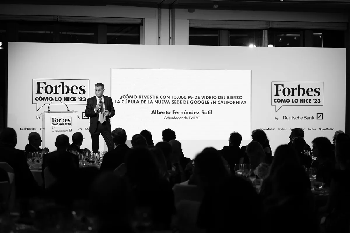 Uno de los fundadores de Tvitec, Alberto Fernández, en la gala de premios