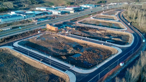 Imagen aérea del polígono industrial durante las obras de ampliación donde se ubicará la planta de Green Capital
