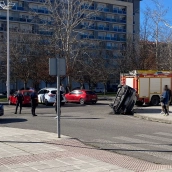 Vuelco en el bulevar de La Rosaleda 