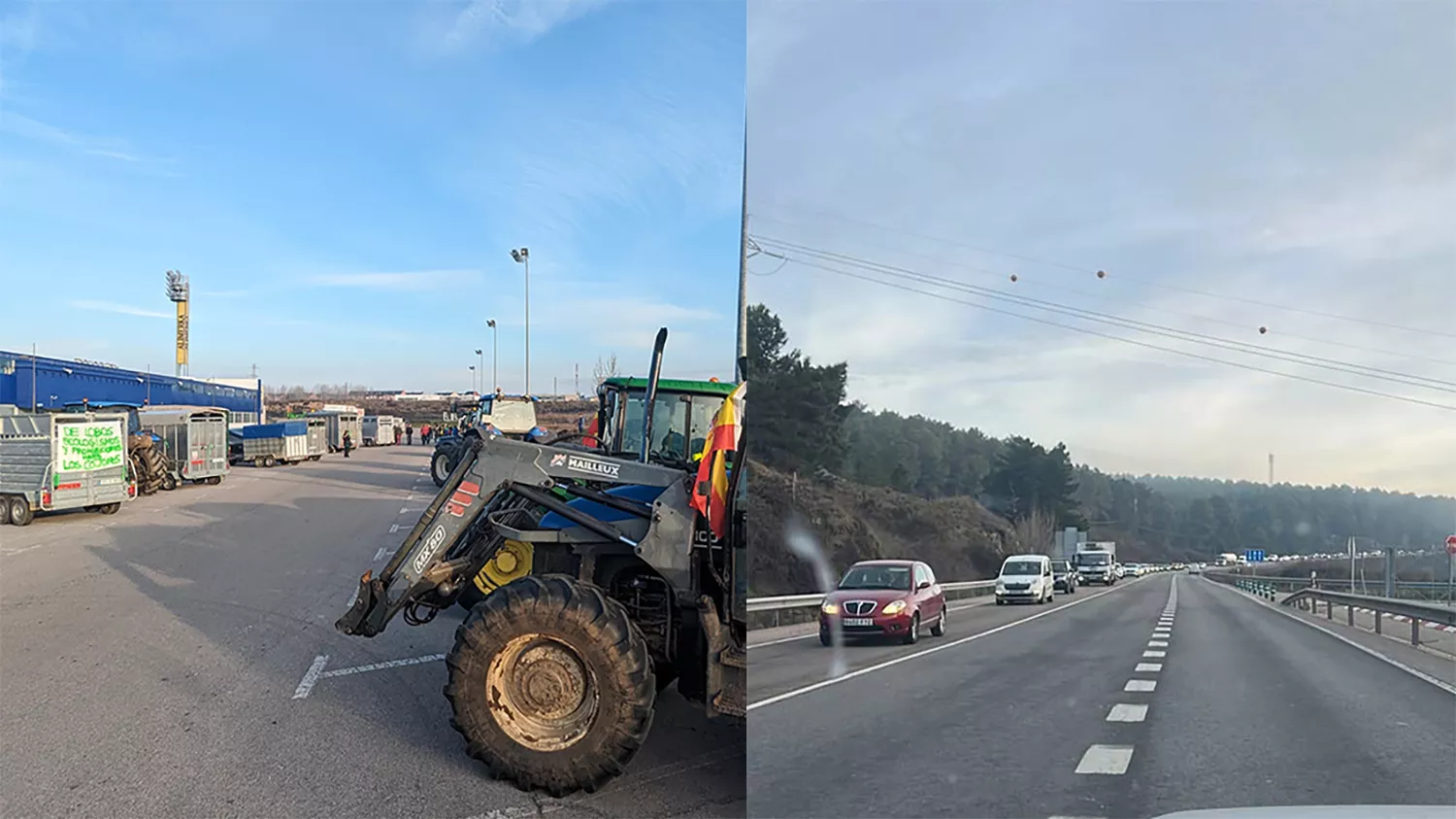 Retenciones en Monteareanas por la tractorada de Ponferrada.