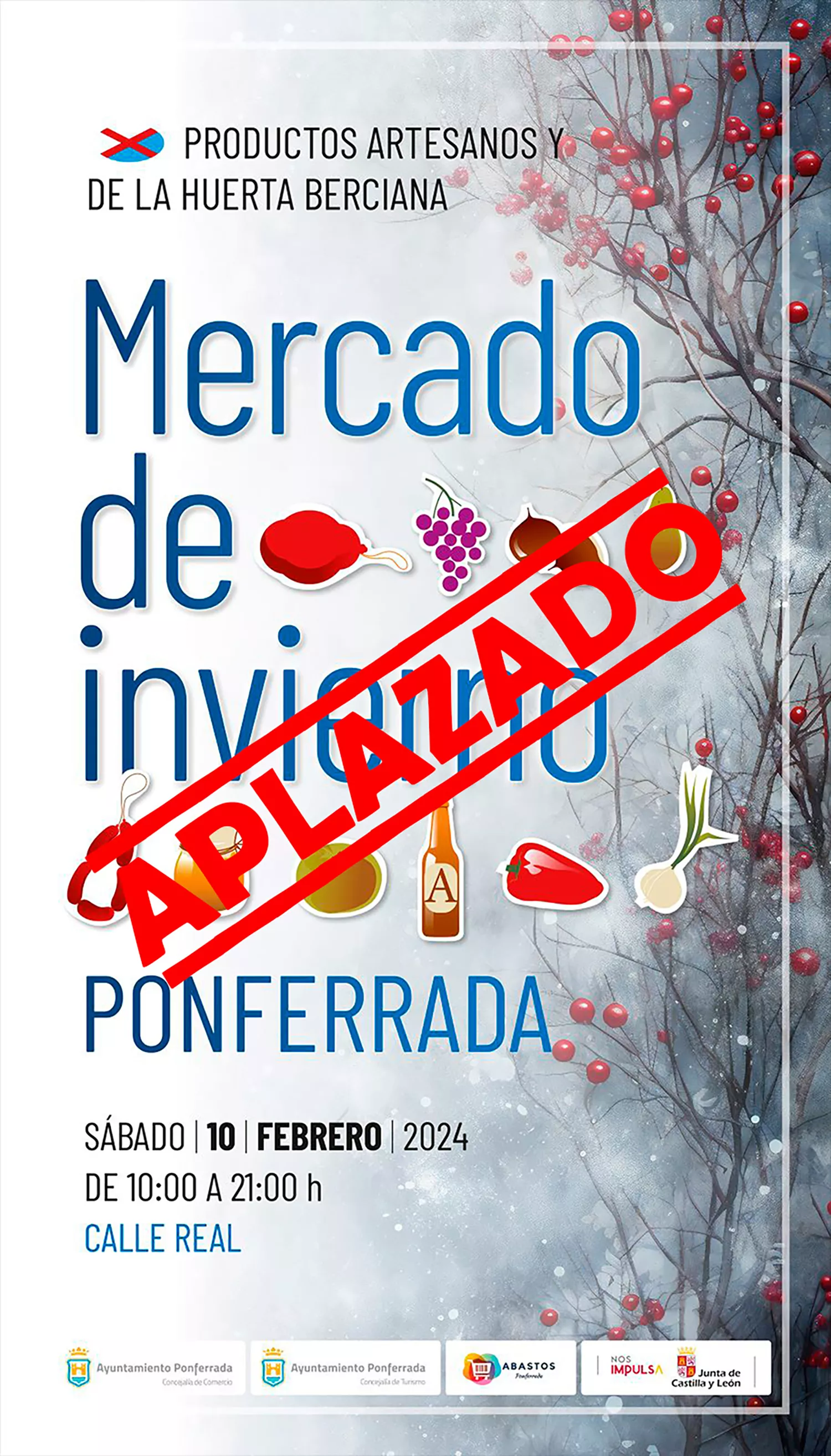 Cartel del aplazamiento del Mercado de Invierno