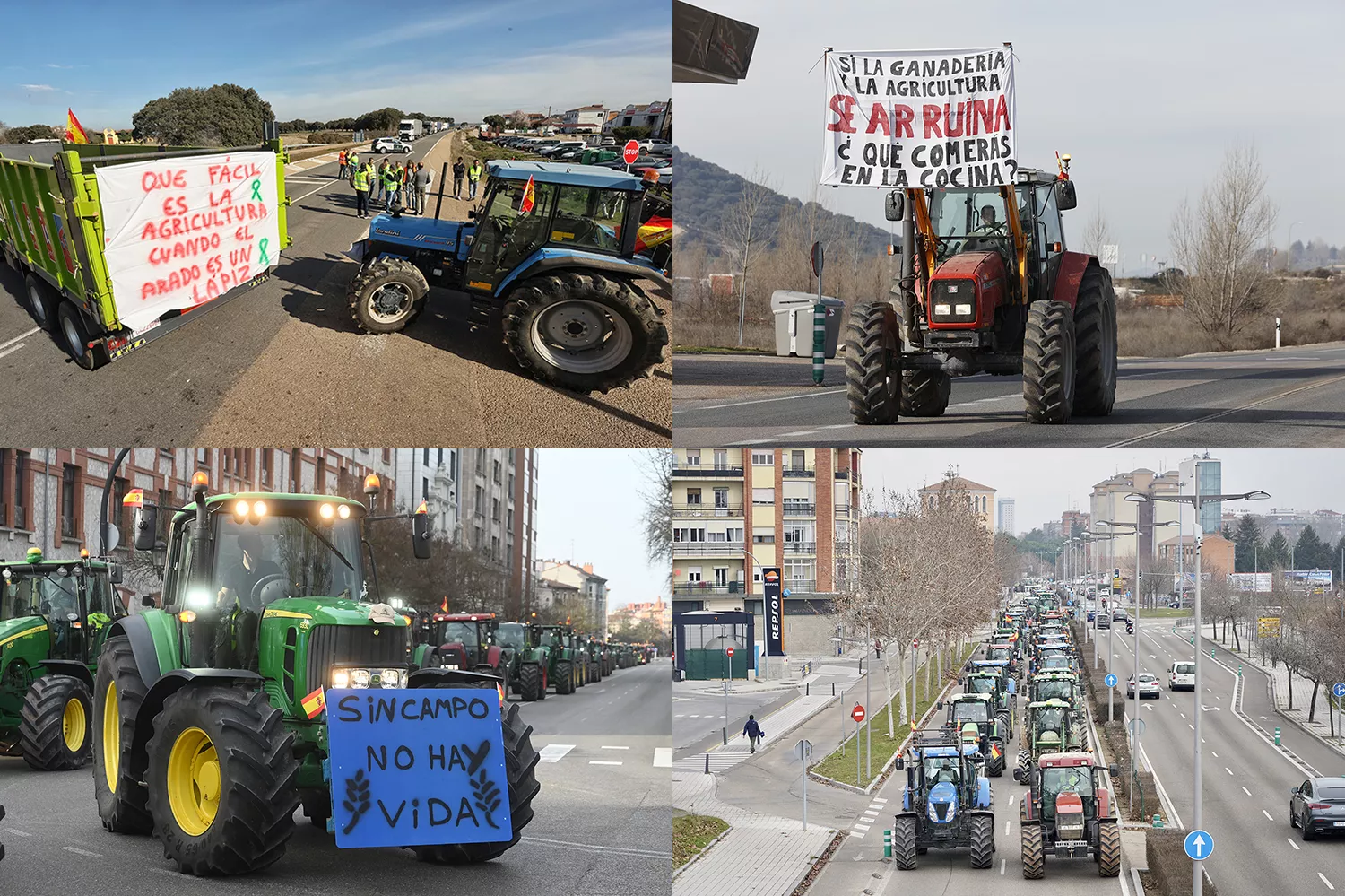 Casi 4.000 tractores llevan su protesta este martes a las carreteras y calles de Castilla y León