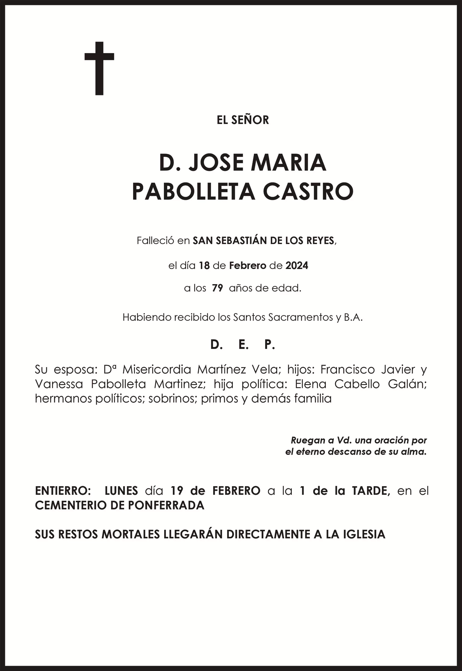 JOSE MARIA PABOLLETA CASTRO