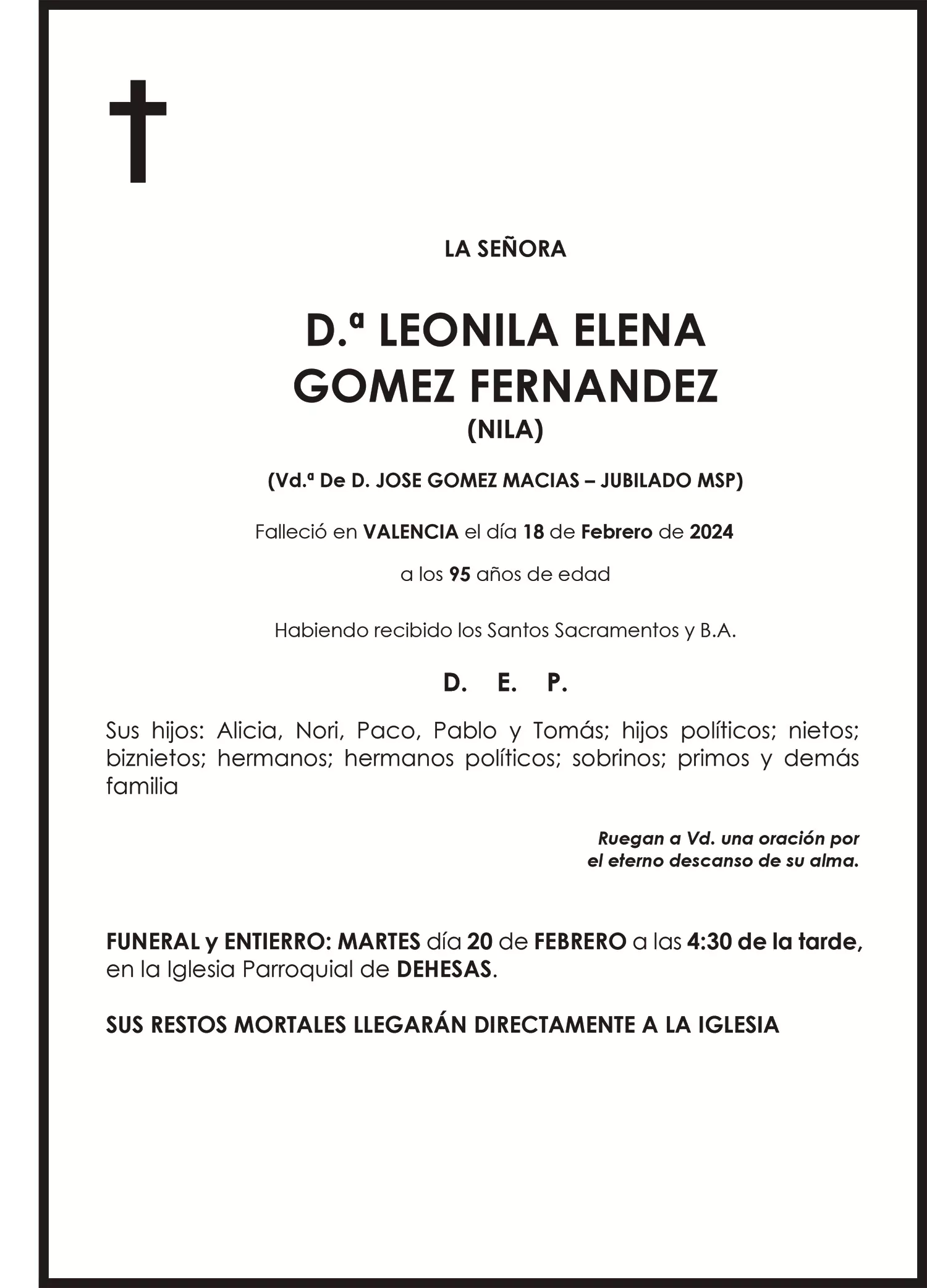 LEONILA ELENA GOMEZ FERNANDEZ  (NILA)