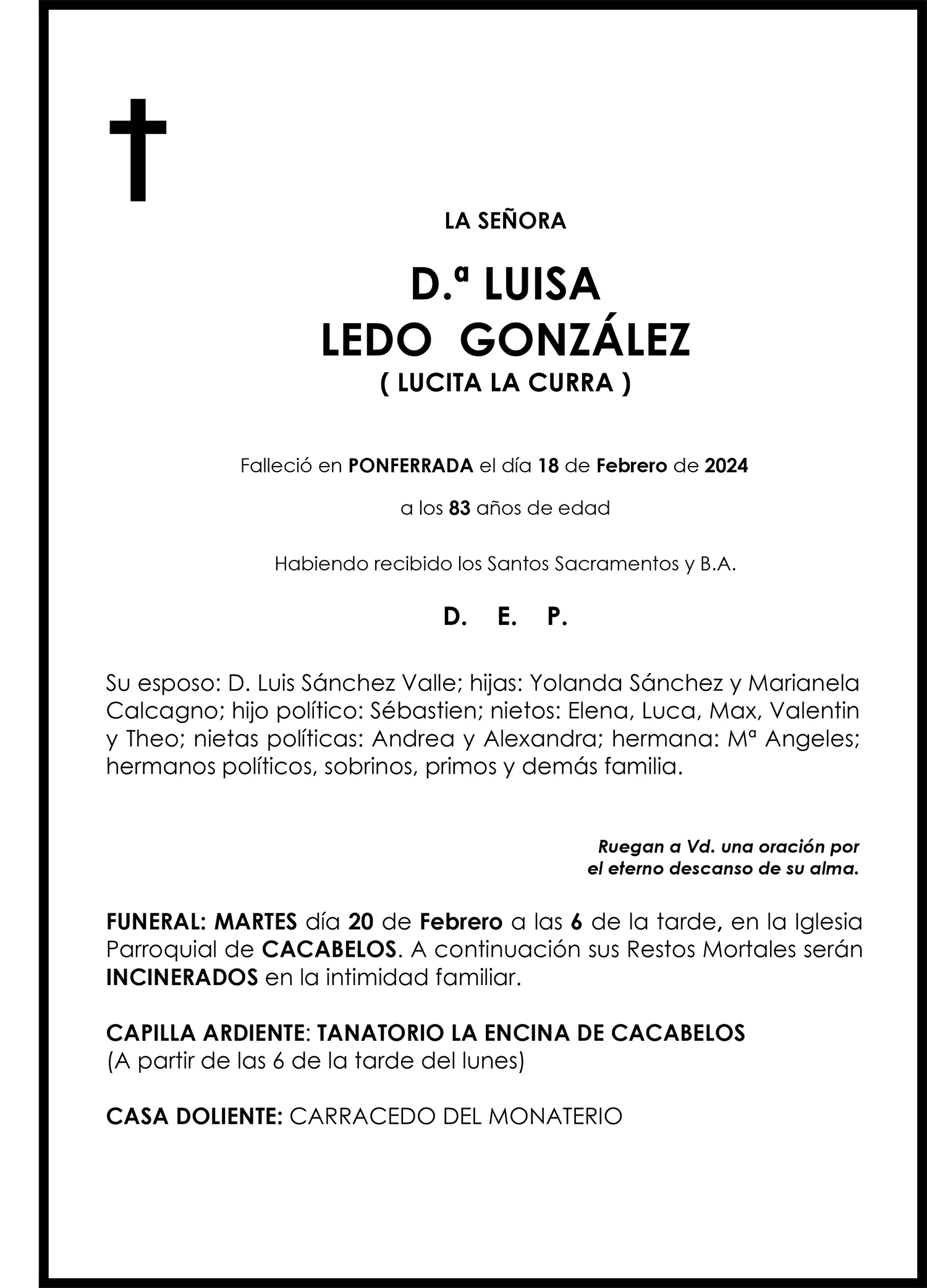 LUISA LEDO GONZÁLEZ ( LUCITA LA CURRA )