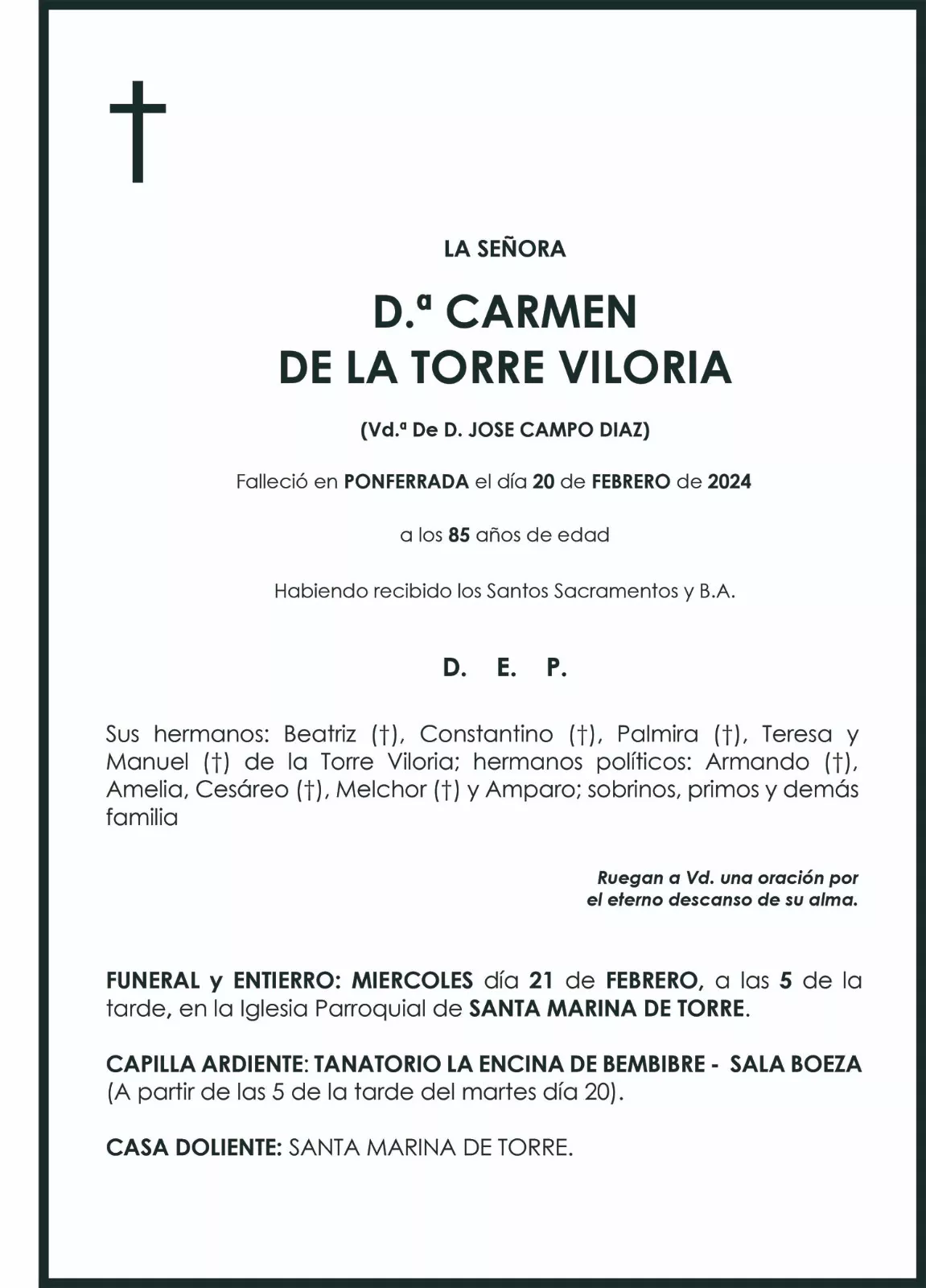 CARMEN DE LA TORRE VILORIA