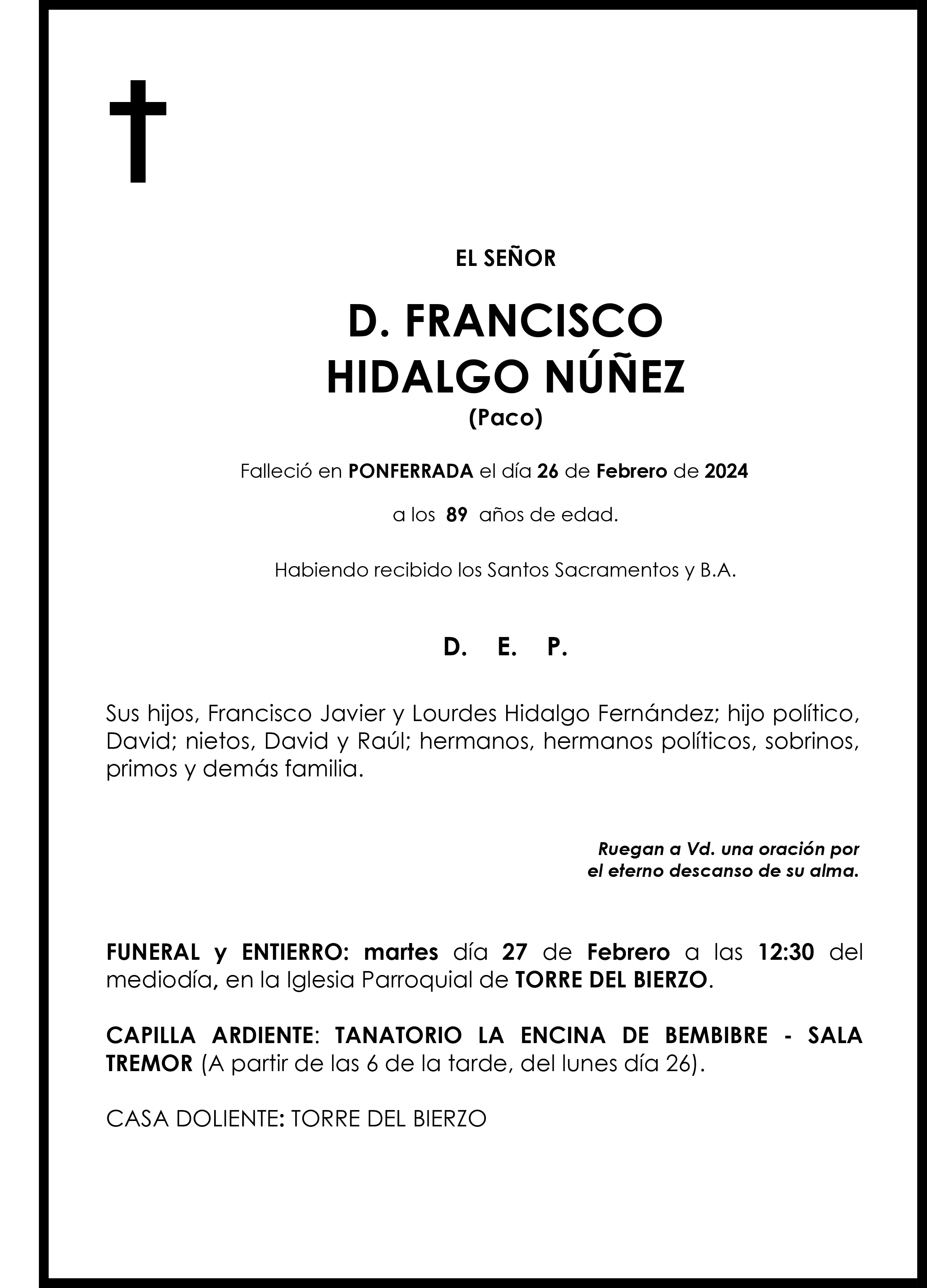 FRANCISCO HIDALGO NUÑEZ