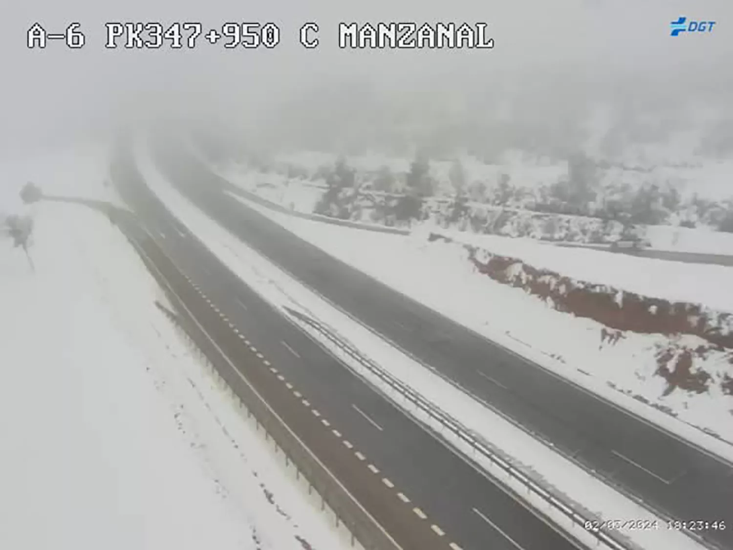 Imagen de la cámara de DGT a la altura del Manzanal a esta hora Imagen de la cámara de DGT a la altura del Manzanal a esta hora