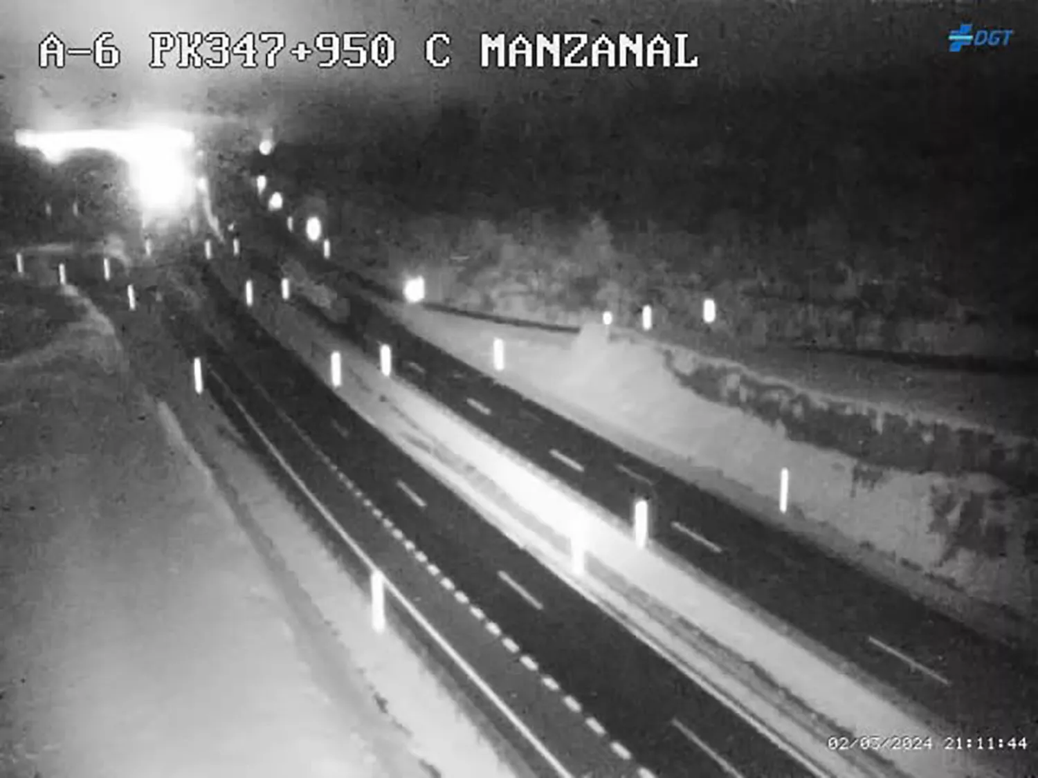 Imagen de la cámara de DGT del estado actual de la carretera del Manzanal