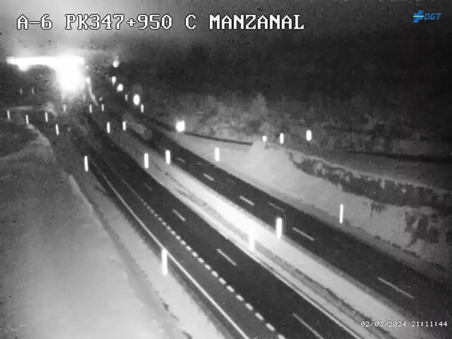 Imagen de la cámara de DGT del estado actual de la carretera del Manzanal Imagen de la cámara de DGT del estado actual de la carretera del Manzanal