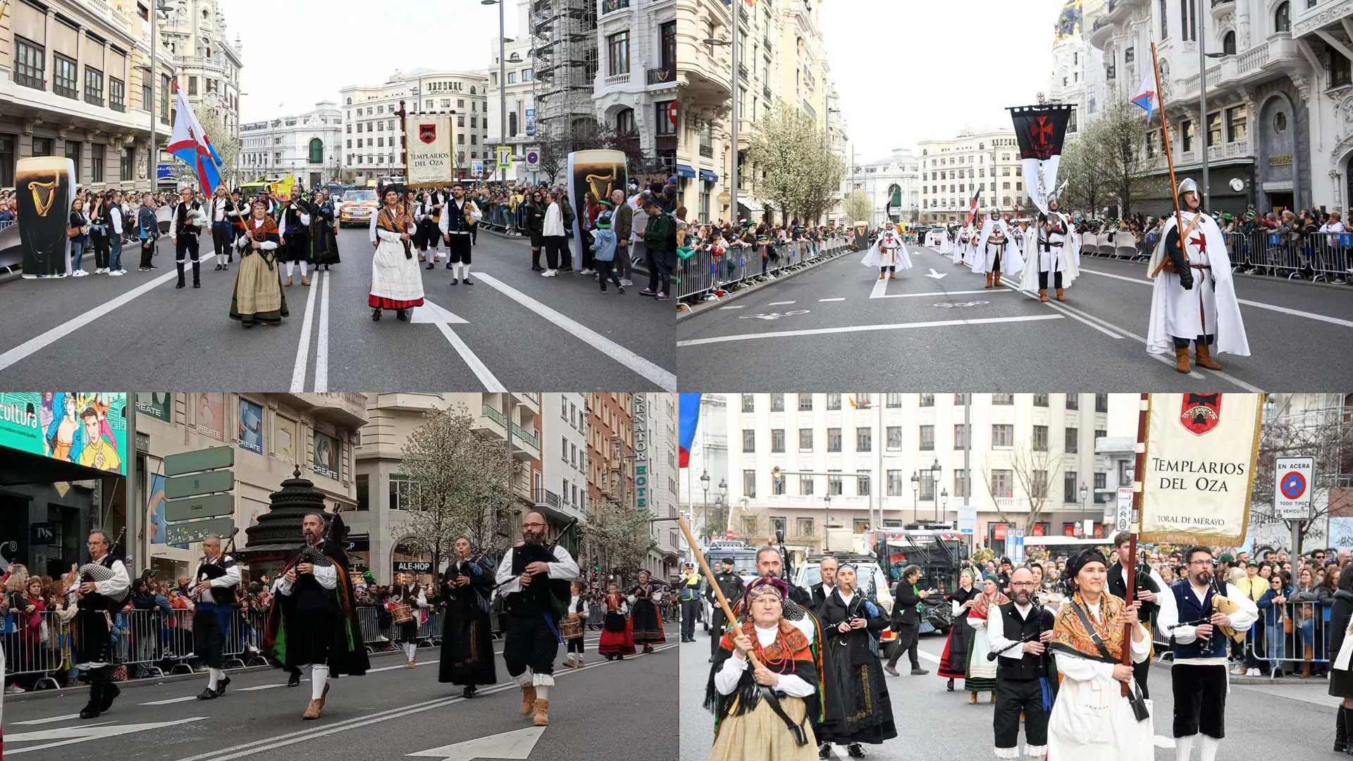 Desfile de gaiteros bercianos en San Patricio en Madrid