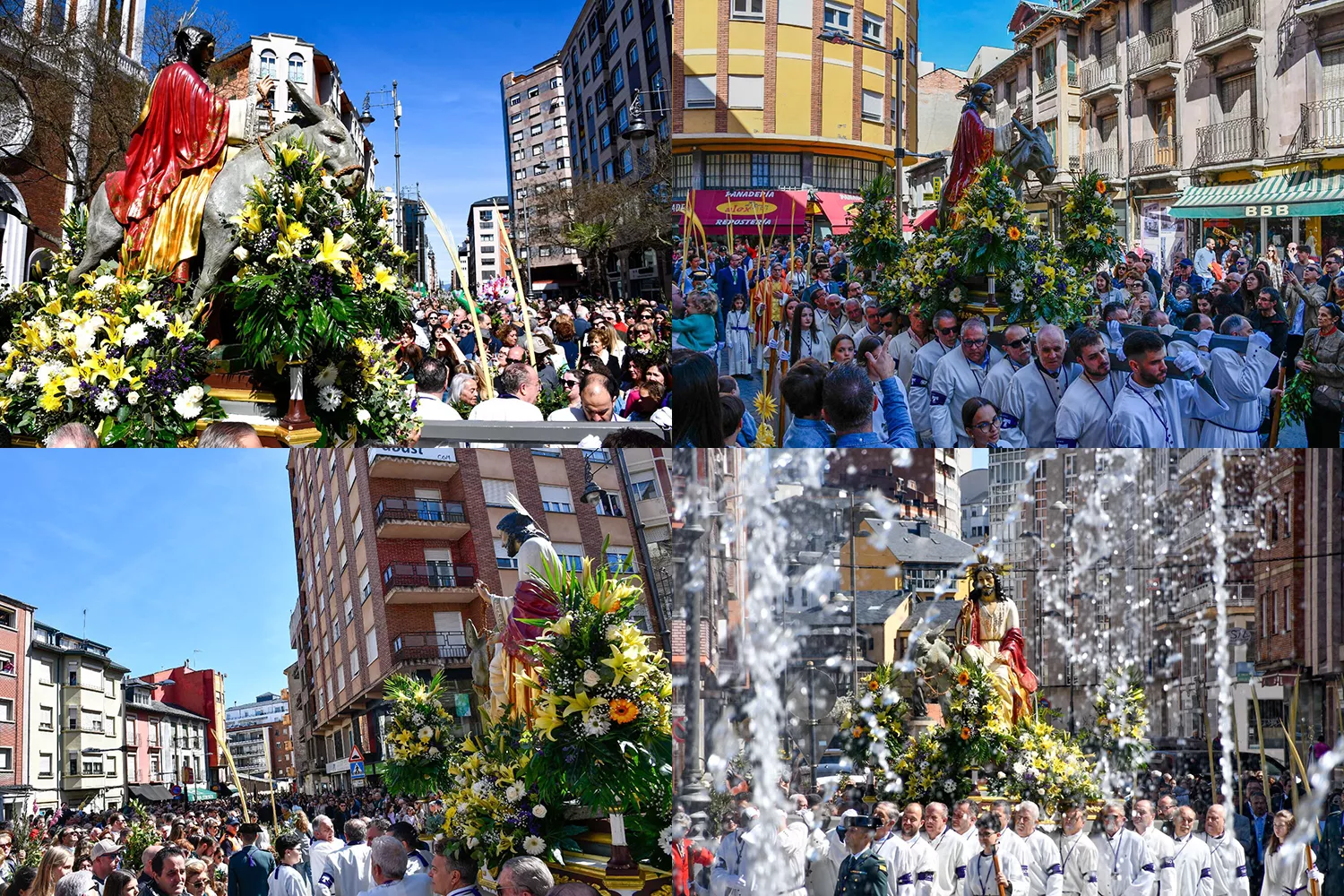 Palmas y ramos acompañan a La Borriquilla en su recorrido por la Semana Santa de Ponferrada