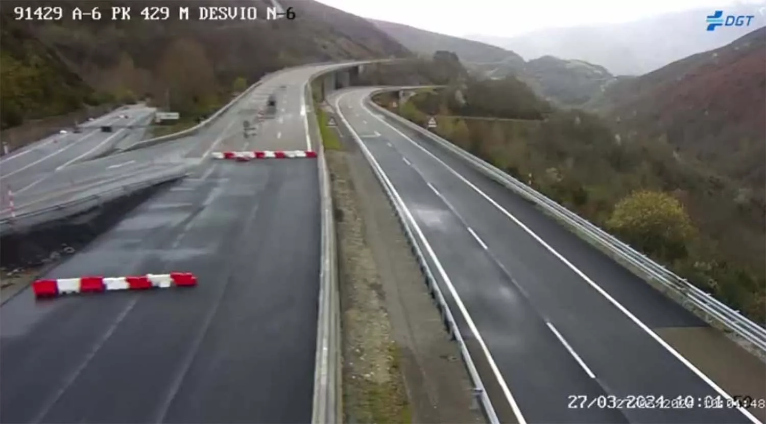 Imagen de la cámara de la DGT a la altura de Vega de Valcarce Imagen de la cámara de la DGT a la altura de Vega de Valcarce