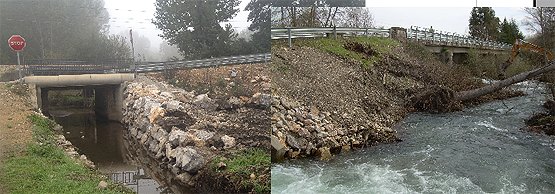 A la izquierda estado actual. A la derecha, daños antes de las obras
