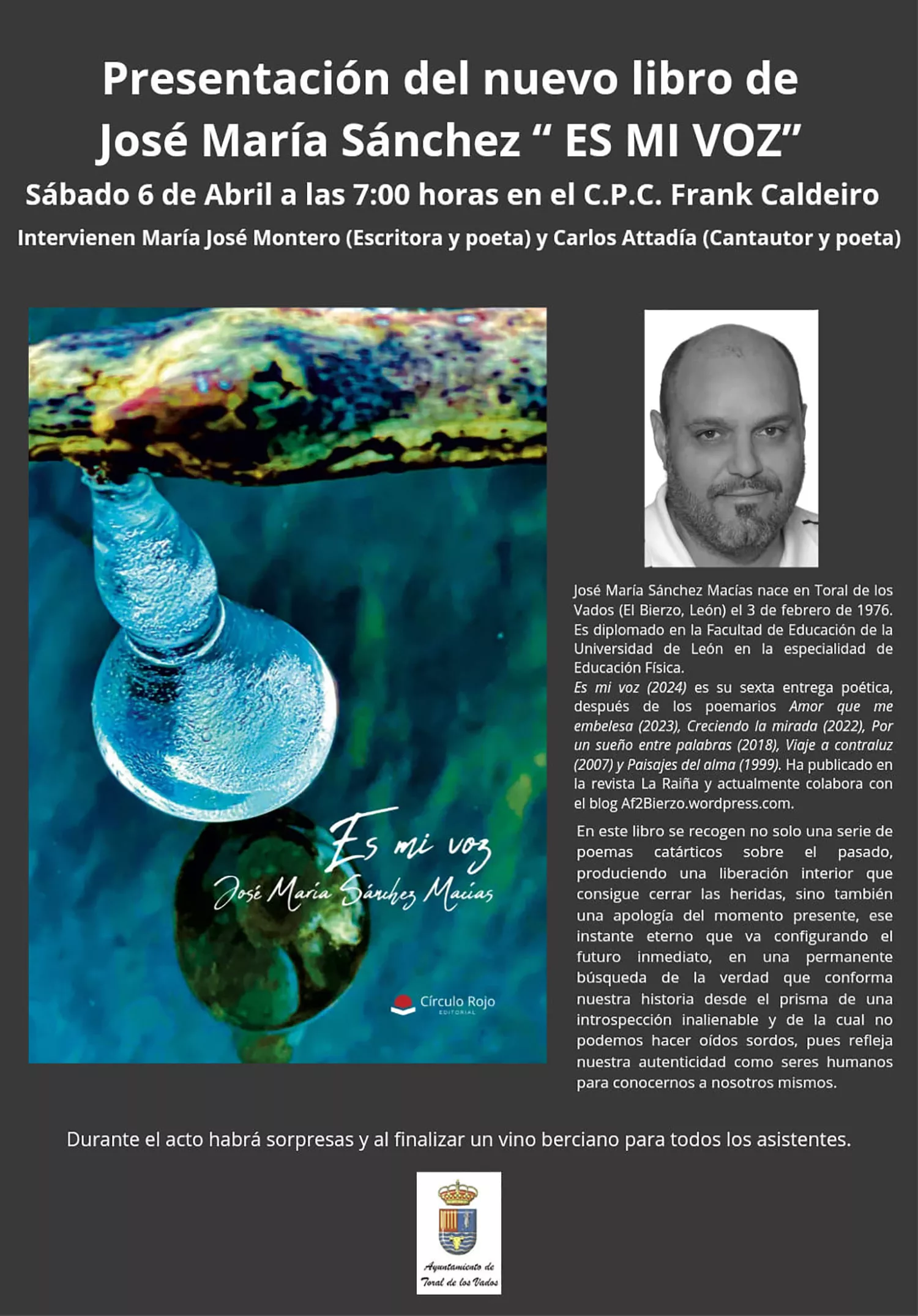José María Sánchez Macías presenta en Toral de los Vados su poemario ‘Es mi voz’, José María Sánchez Macías presenta en Toral de los Vados su poemario ‘Es mi voz’,