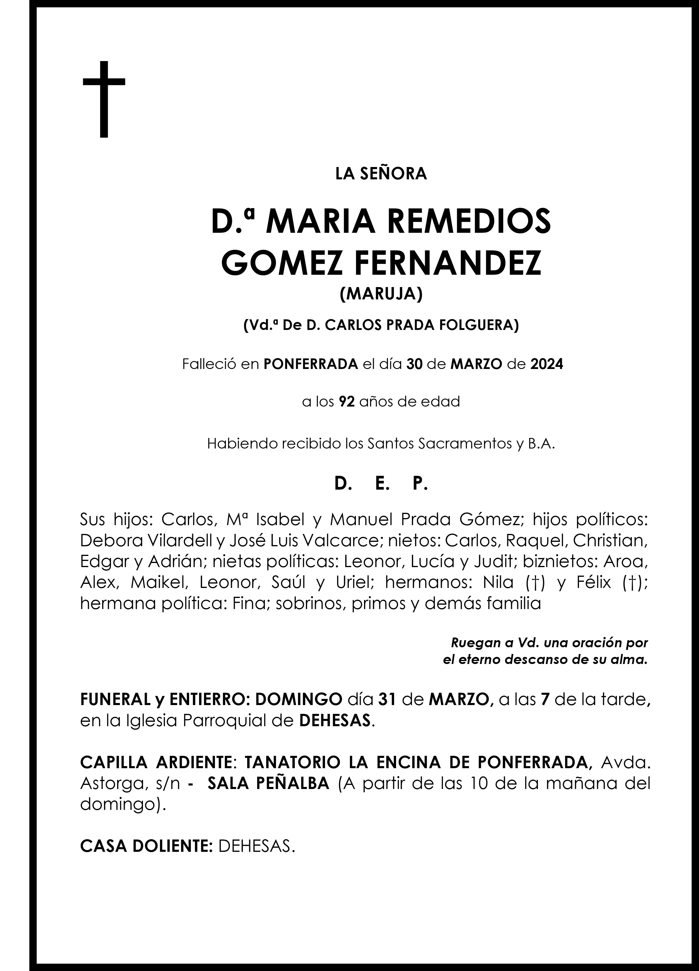 MARIA REMEDIOS GOMEZ FERNANDEZ