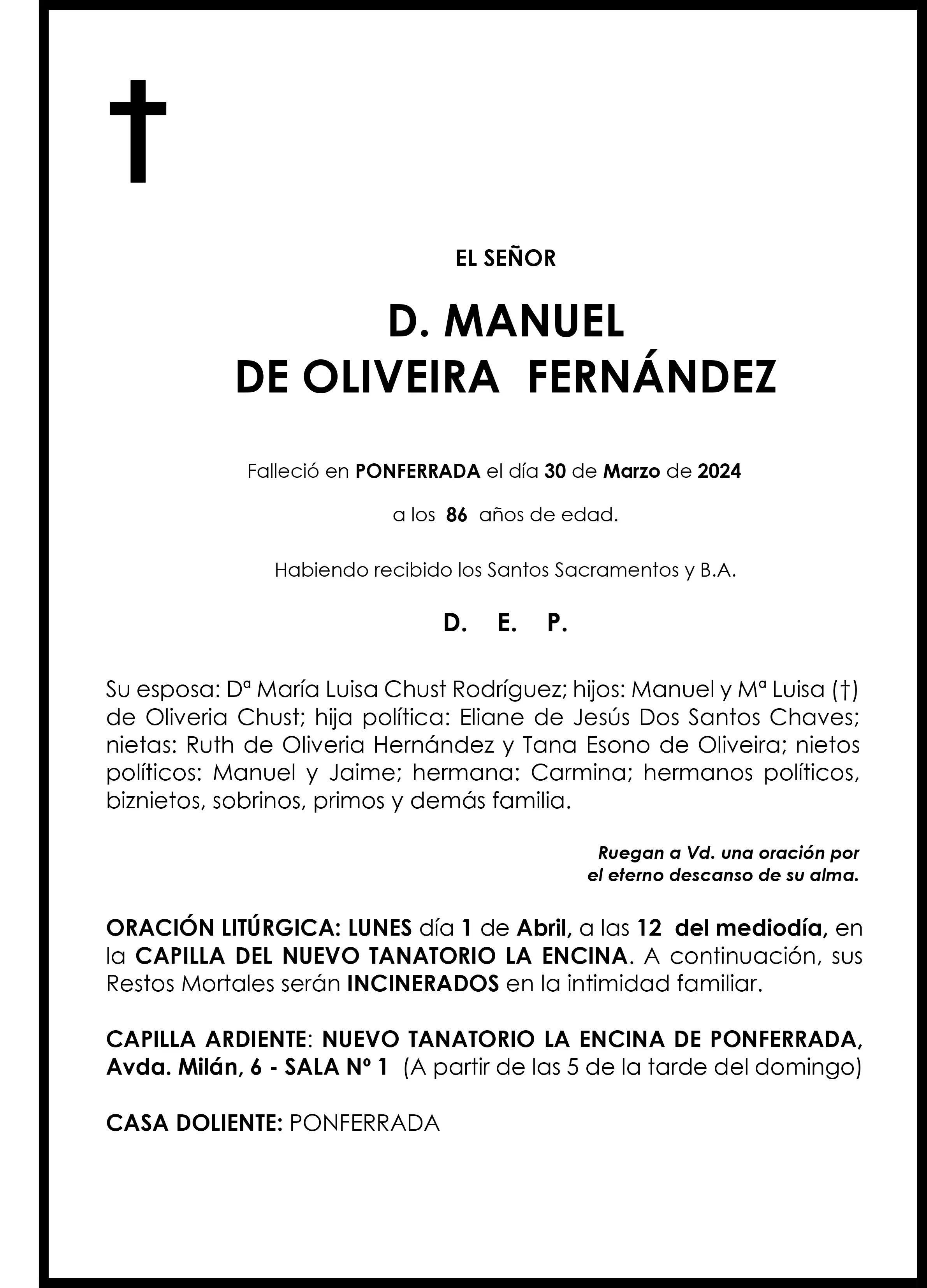 MANUEL DE OLIVEIRA FERNANDEZ