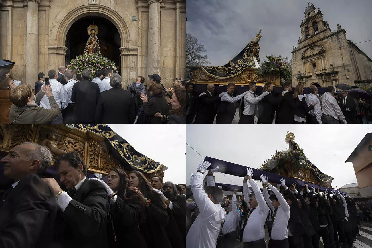 Cacabelos celebra el Lunes de Pascua con una procesión de la Virgen de la Quinta Angustia pasada por agua