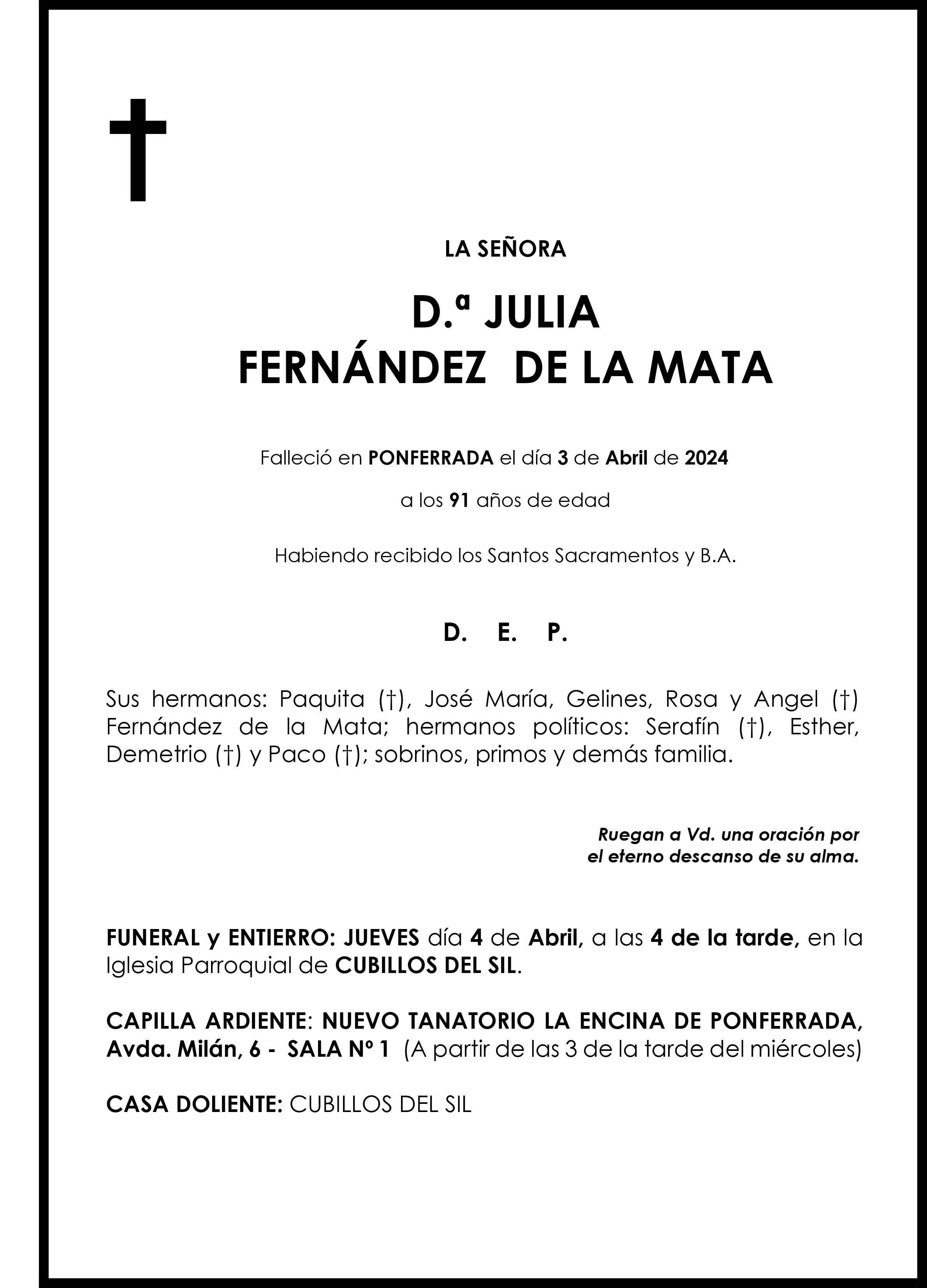 JULIA FERNANDEZ DE LA MATA