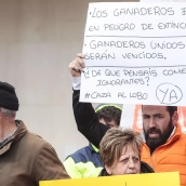 Campillo, ICAL. Movilización convocada a iniciativa de un grupo de ganaderos locales de Riaño (León) para protestar contra la protección del lobo