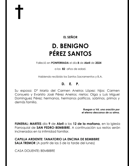 BENIGNO PEREZ SANTOS